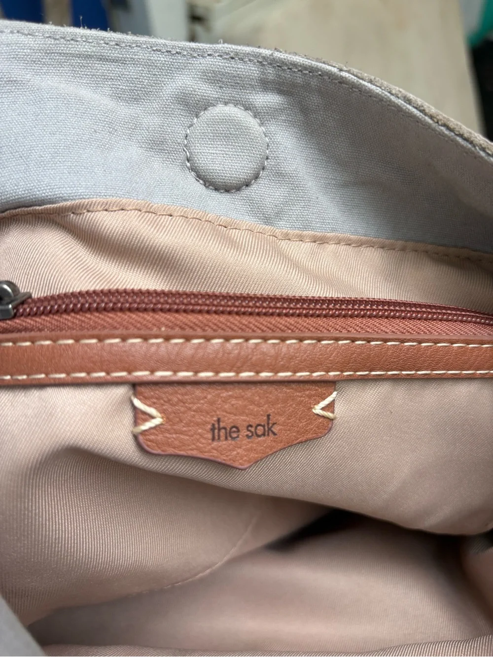 The Sak Huntley Hobo Light Grey Leather Bag with Tassel Accent